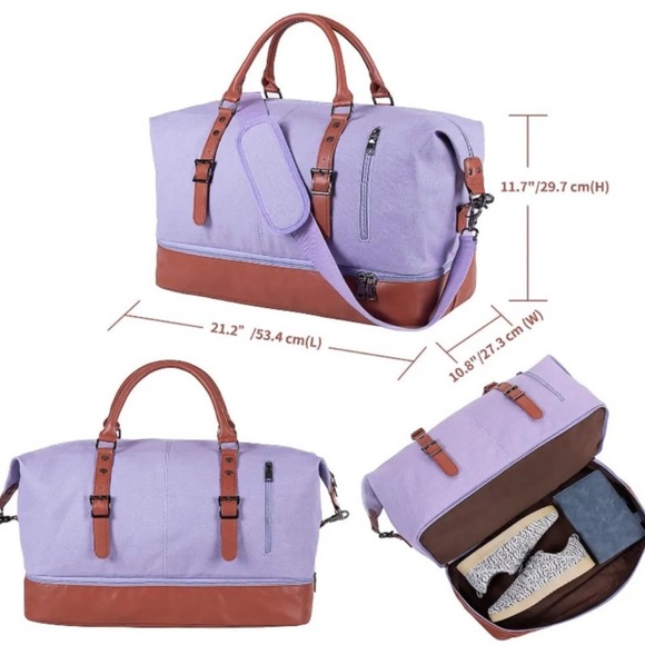 Travel Bag with Shoe PouchCanvas Weekender Duffle Bag - Picture 2 of 4